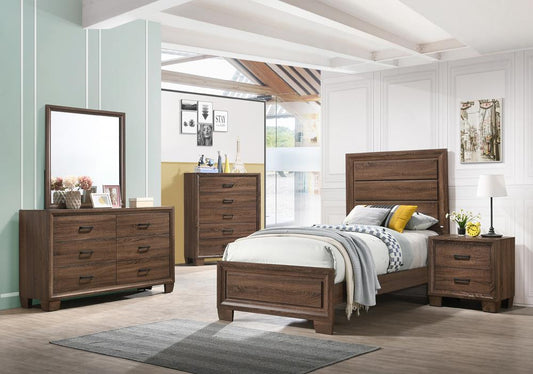 Brandon - Brandon 5-piece Twin Panel Bedroom Set Medium Warm Brown