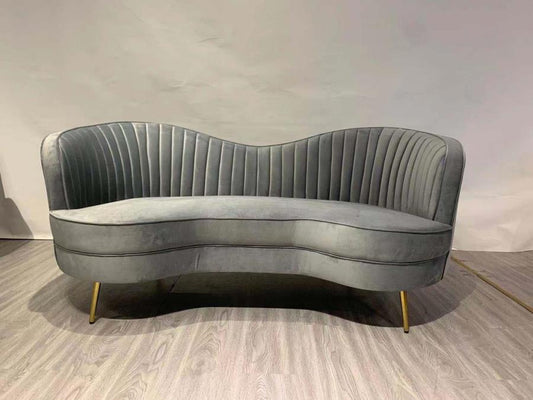Sophia - Sophia Upholstered Loveseat with Camel Back Grey and Gold