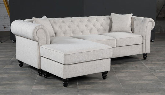 Cecilia - Cecilia Upholstered Tufted Sectional Oatmeal