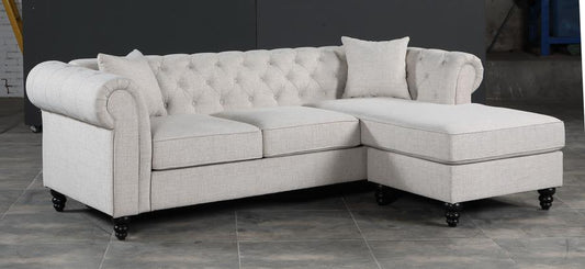Cecilia - Cecilia Upholstered Tufted Sectional Oatmeal