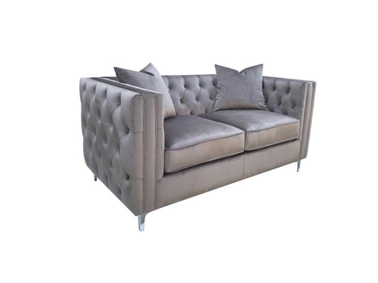 Phoebe - Phoebe Tufted Tuxedo Arms Loveseat Urban Bronze