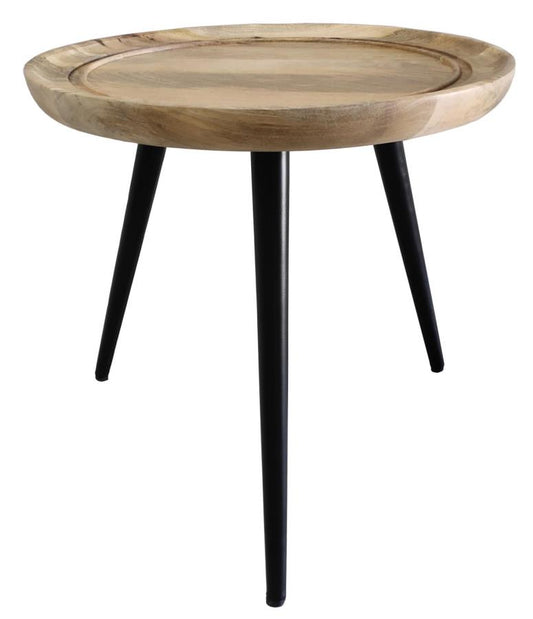 Zoe - Zoe Round End Table with Trio Legs Natural and Black