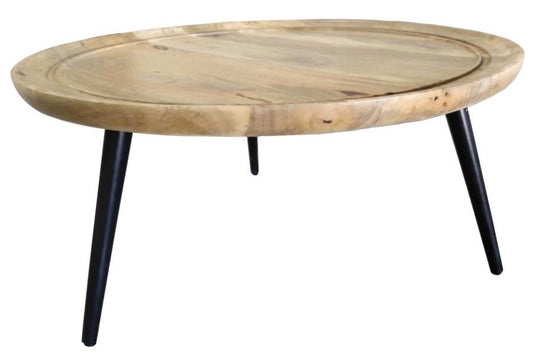 Zoe - Zoe Round Coffee Table with Trio Legs Natural and Black