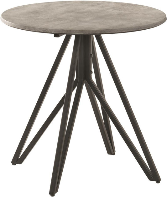 Hadi - Hadi Round End Table with Hairpin Legs Cement and Gunmetal