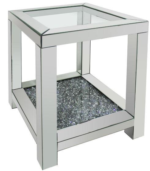 Mozzi - Mozzi Square End Table with Glass Top Mirror