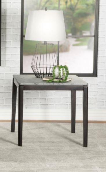 Mozzi - Mozzi Square End Table Faux Grey Marble and Black