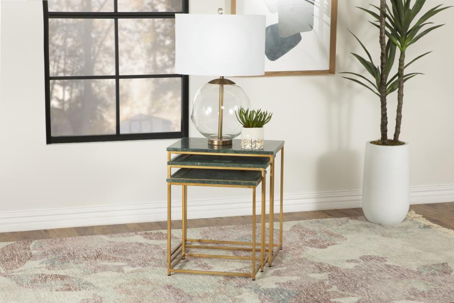 Caine - Caine 3-piece Nesting Table with Marble Top