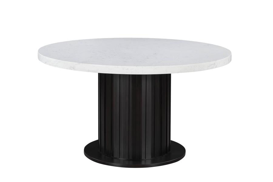 Sherry - Sherry Round Dining Table Rustic Espresso and White