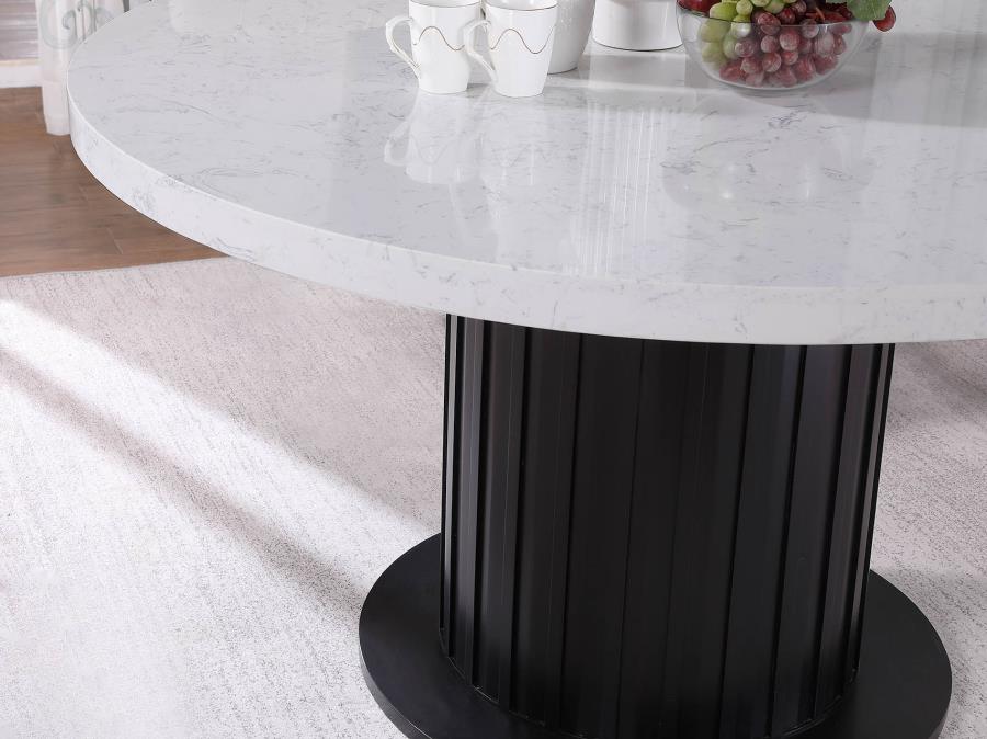 Sherry - Sherry Round Dining Table Rustic Espresso and White