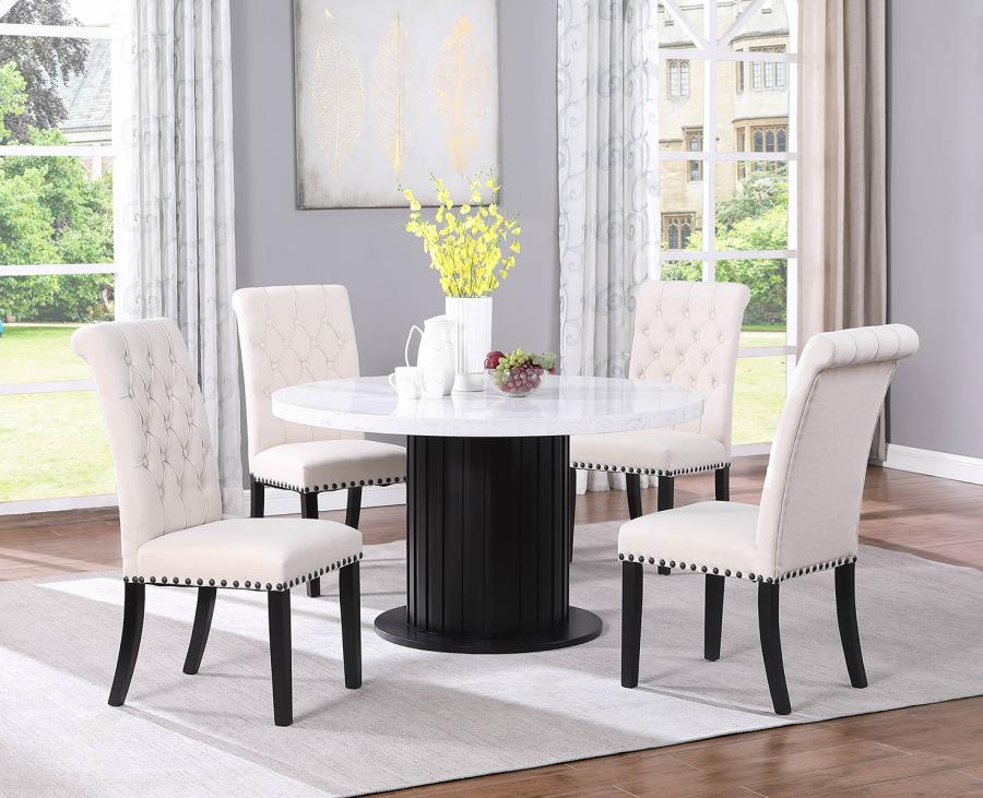 Sherry - Sherry Round Dining Table Rustic Espresso and White