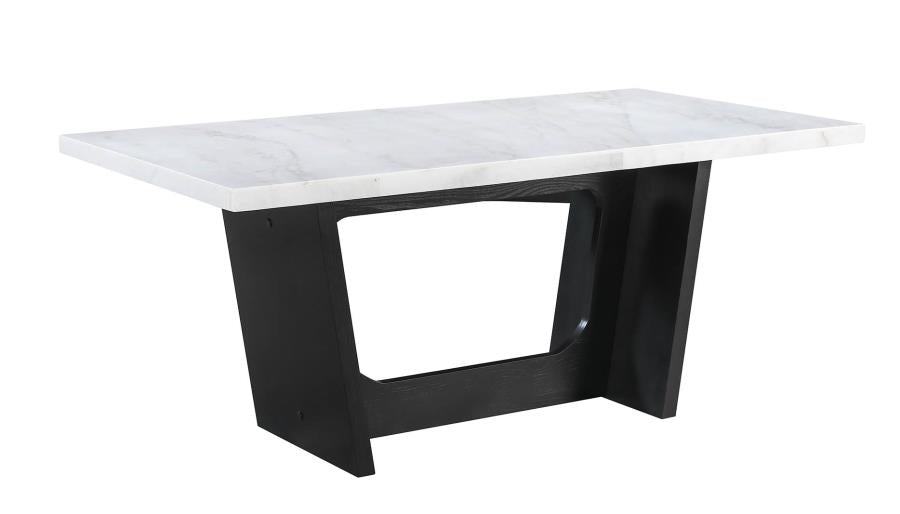 Osborne - Osborne Trestle Base Marble Top Dining Table Espresso and White