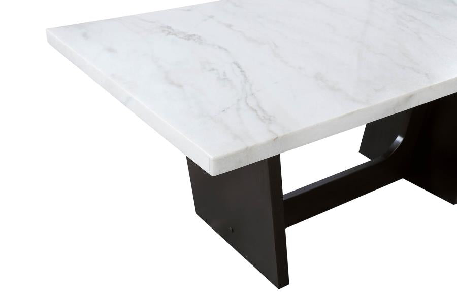 Osborne - Osborne Trestle Base Marble Top Dining Table Espresso and White