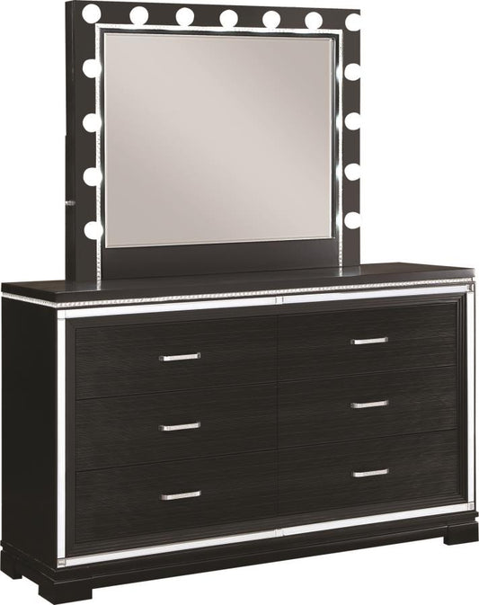 Eleanor - Eleanor Rectangular 6-drawer Dresser Silver and Black