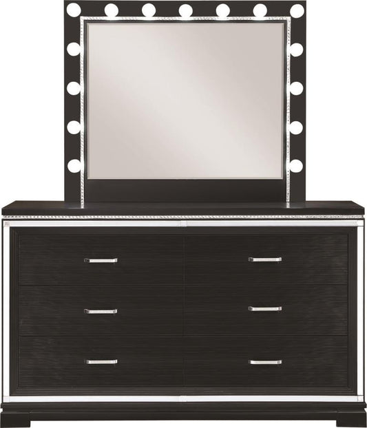 Eleanor - Eleanor Rectangular 6-drawer Dresser Silver and Black