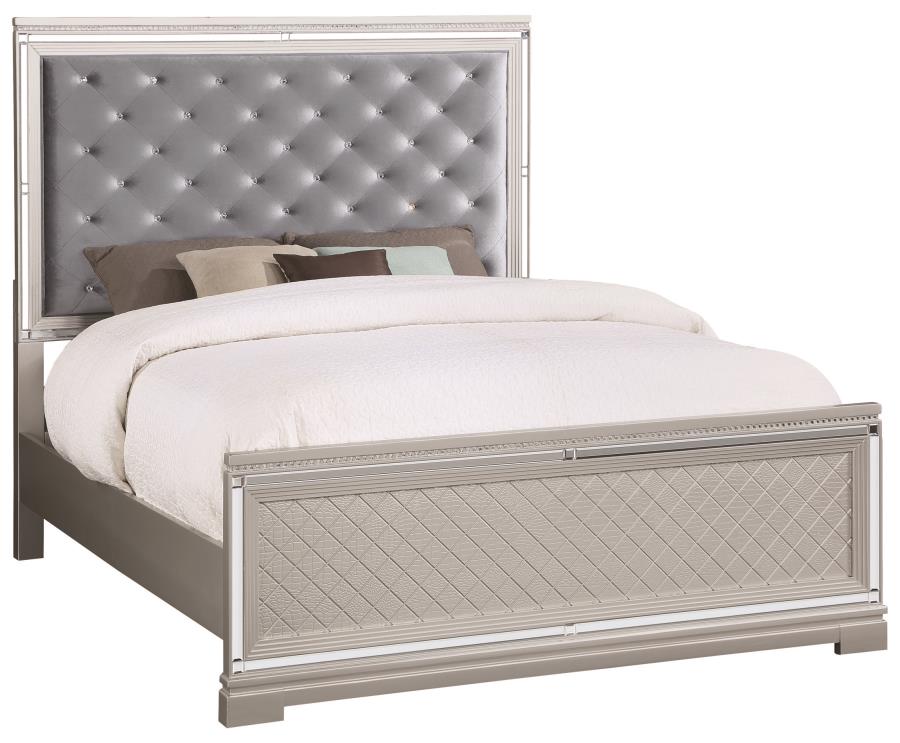 Eleanor - Eleanor Upholstered Tufted Bed Metallic