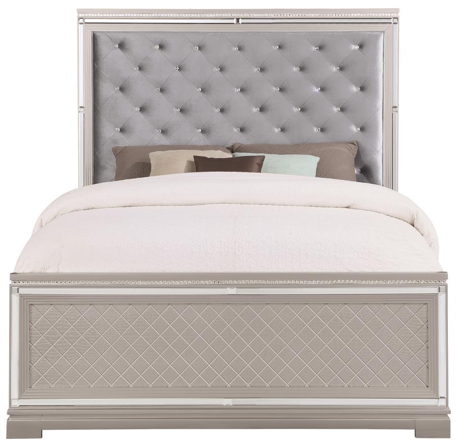 Eleanor - Eleanor Upholstered Tufted Bed Metallic