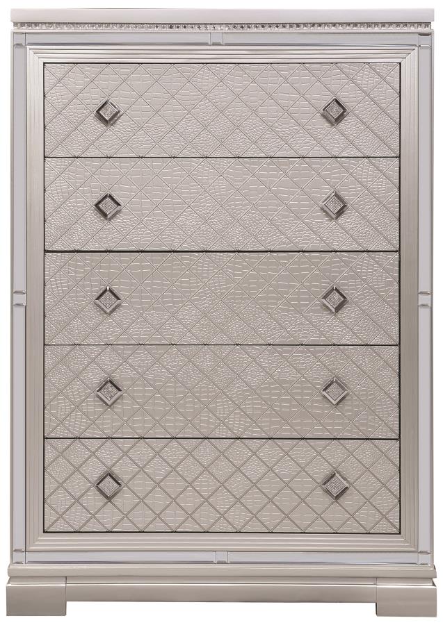 Eleanor - Eleanor Rectangular 5-drawer Chest Metallic