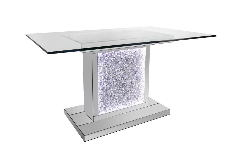 Marilyn - Marilyn Pedestal Rectangle Glass Top Dining Table Mirror