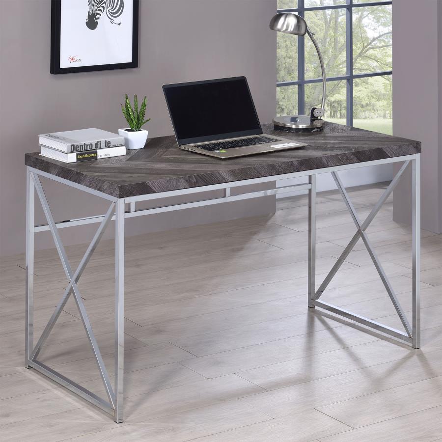 Grimma - Grimma Writing Desk Rustic Grey Herringbone